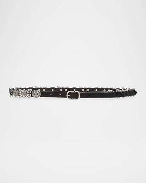 Johnny Was Concho Armatura Leather Belt - White