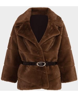 Lyla Grant Fur-Free Leopard Faux Mink Coat - Brown