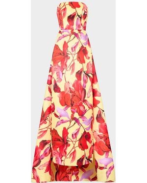 MILLY Dorothy Printed Taffeta Dress - Red