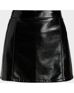 MICHAEL Michael Kors Faux Patent Leather Micro Mini Skirt - Black