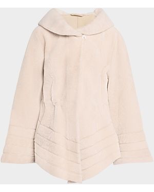 Gorski Reversible Textured Lamb Shearling Jacket - Natural