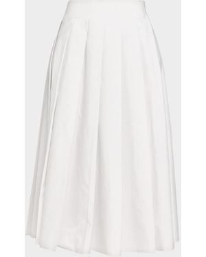 The Row Barta Pleated Cotton Poplin Midi Skirt - White