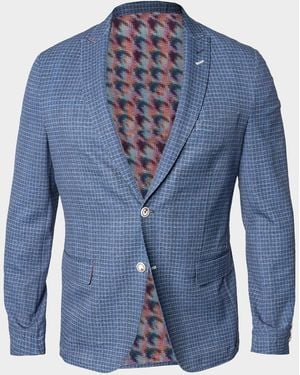 Maceoo Apos;S Descartes Vortex Check Unconstructed Blazer - Blue