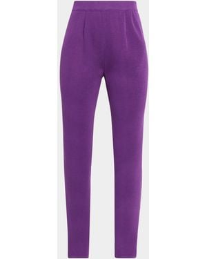 Misook Nancy Mylana Knit Slim-Leg Pants - Purple