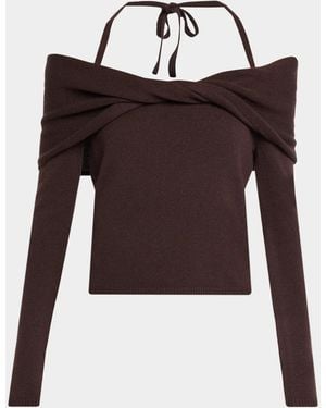 Jonathan Simkhai Cambria Off-Shoulder Knit Top - Brown