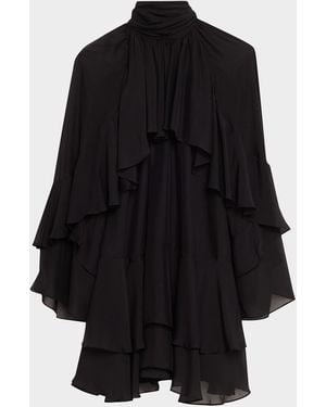 Veronica Beard Adlington Ruffled Chiffon Mini Dress - Black