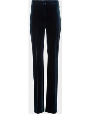 Akris Carl Techno Velvet Stretch Straight-Leg Pants - Blue