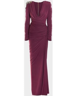 Zhivago The Fragile Night Embellished Gown - Purple