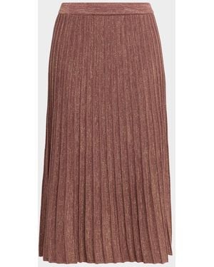 Misook A-Line Shimmer Rib Knit Midi Skirt - Brown