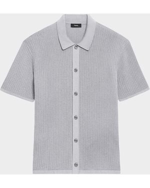 Theory Apos;S Cotton Mesh Knit Short-Sleeve Shirt - Gray