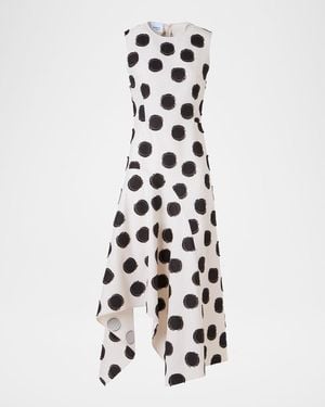 Akris Punto Sleeveless Fringed Polka-Dot Jacquard Midi Dress - White