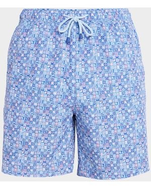 Peter Millar Apos;S Santorini Tiles Swim Trunks - Blue