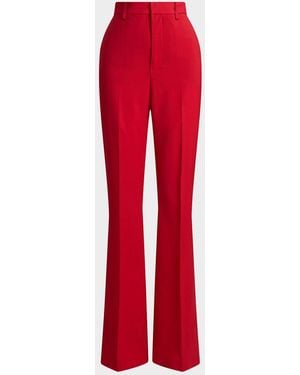 Ralph Lauren High-Rise Wool Cady Bootcut-Leg Pants - Red