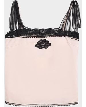Marc Jacobs Ribbon-Strap Satin Tank Top - Pink
