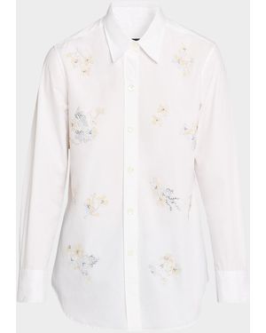 Libertine Porcelain Garden Cotton Poplin Button-Down Shirt - White