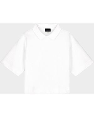 Emporio Armani Chevron Jacquard-Knit Polo Sweater - White