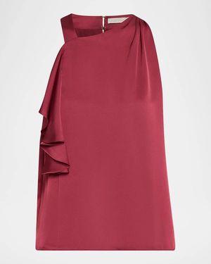 Ramy Brook Danielle Sleeveless Ruffle Blouse - Red