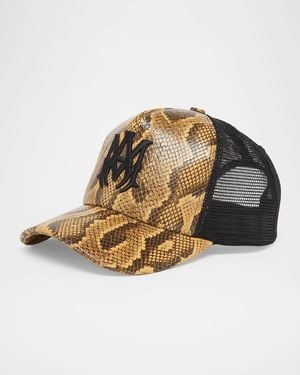 Amiri Apos;S Snake-Print Leather Baseball Cap - Brown
