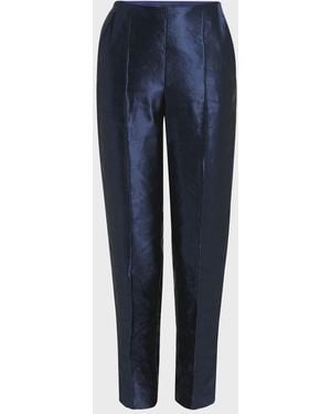 Giorgio Armani Linen Silk Straight-Leg Pants - Blue