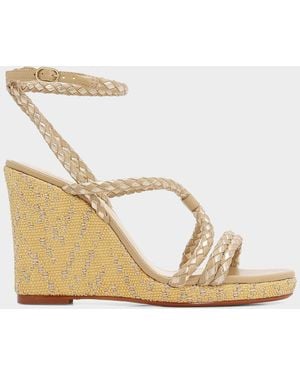 Alexandre Birman 100Mm Elba Braided Leather Wedge Sandals - Metallic