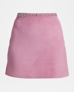 Versace Embellished Lamb Suede Mini Skirt - Pink