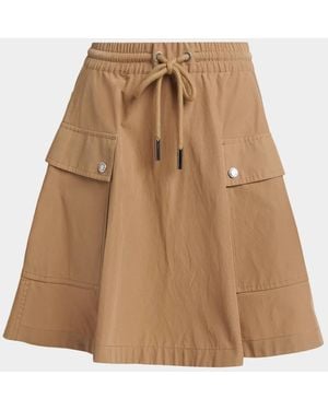 Moncler Cotton-Blend A-Line Mini Skirt - Natural