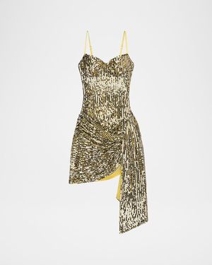 Area Wrapped Sequin Mini Dress - Multicolor