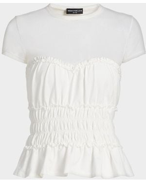 Generation Love Sigrid Mesh-Trim Peplum Top - White