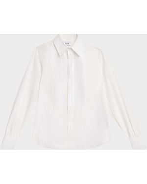 Dice Kayek Bib-Front Cotton Poplin Button-Front Shirt - White