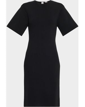 TOTEME Short-Sleeve Knit T-Shirt Dress - Black