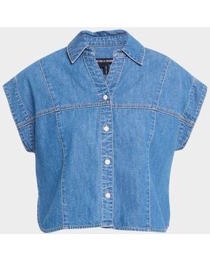 Veronica Beard Nestor Denim Button-Down Shirt - Blue