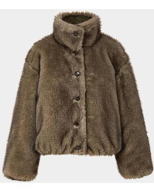 Veronica Beard Varell Reversible Faux Fur Bomber Jacket - Green