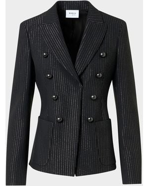 Akris Punto Metallic Pinstripe Blazer - Black