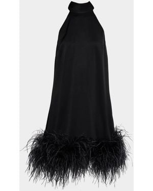 Emanuel Ungaro Sari Feather-Trim Minidress - Black