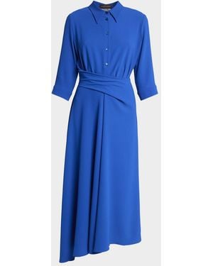 Talbot Runhof Honneur Crepe Midi Shirtdress - Blue