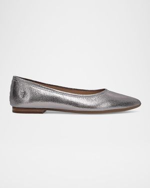 Frye Heather Metallic Leather Ballerina Flats - Gray