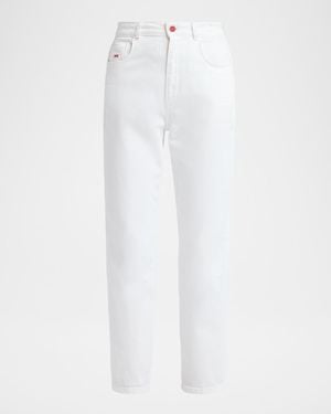 Kiton Cotton-Stretch Slim-Leg Ankle Jeans - White