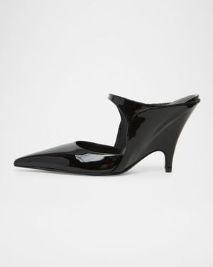 Ferragamo 95Mm Jasir Patent Leather Mule Pumps - Black