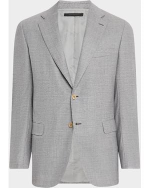 Brioni Wool Hopsack Single-Breasted Blazer - Gray
