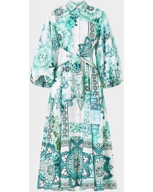 CAMILLA Bebe Waist Tie Midi Shirtdress - Blue