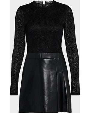 Alice + Olivia Chara Lace Combo Mini Dress - Black