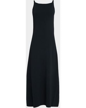 JOSEPH Sleeveless Square-Neck Knit Midi Dress - Black