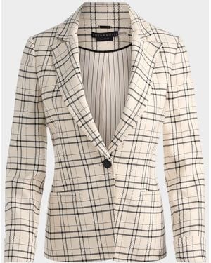 Alice + Olivia Ryder Plaid Twill Slim Blazer - Natural