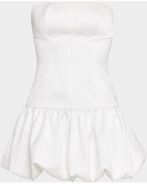 Ramy Brook Kris Strapless Stretch Satin Bubble Mini Skirt - White