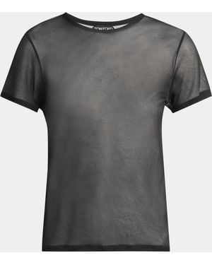 Tom Ford Sheer Light Crepe Jersey Short-Sleeve T-Shirt - Gray