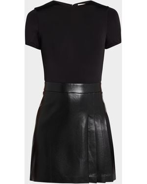 Alice + Olivia Chara Faux Leather Short Sleeve Dress in