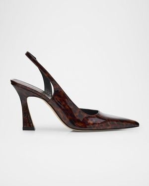 Stuart Weitzman Vinnie Tortoise Patent Leather D'Orsay Slingback Pumps - Metallic