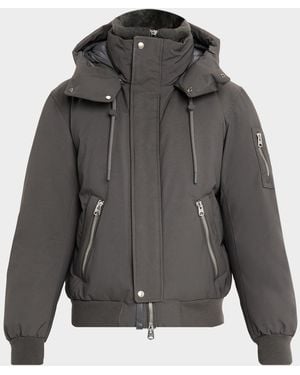 Mackage Apos;S Iker-Z 2-In-1 Down Bomber With Removable Shearling Bib - Gray