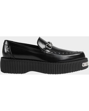 Gucci Silvertone Bit Loafers - Black