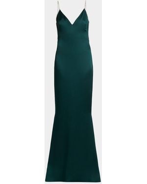 Tom Ford Metallic-Trim Open-Back Evening Gown - Green